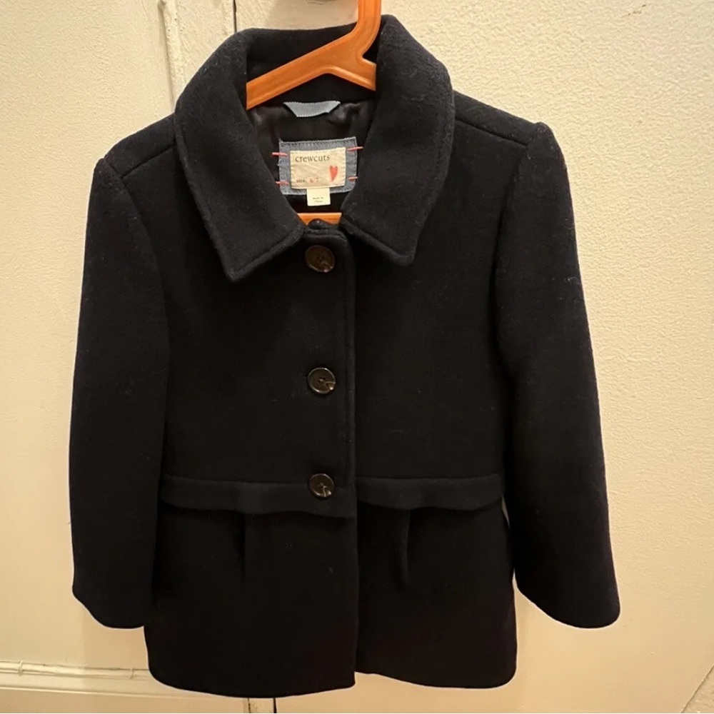 Crewcuts navy wool blend coat for girls 6/7 years old